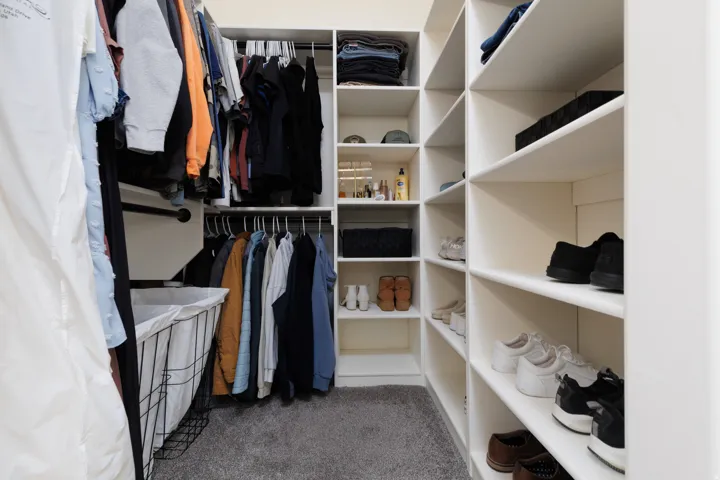Spacious closet featuring light carpet