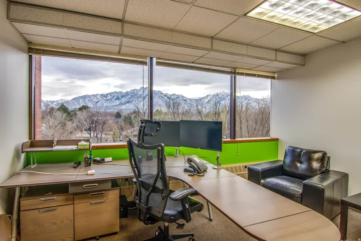 Home office with a paneled ceiling