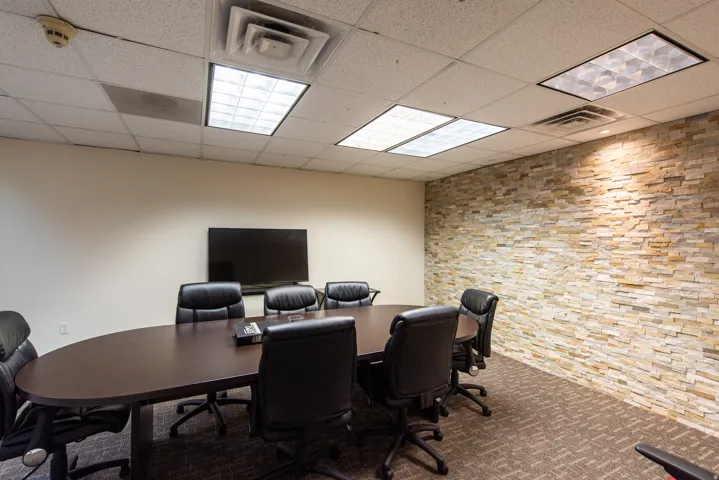 Office space with a drop ceiling