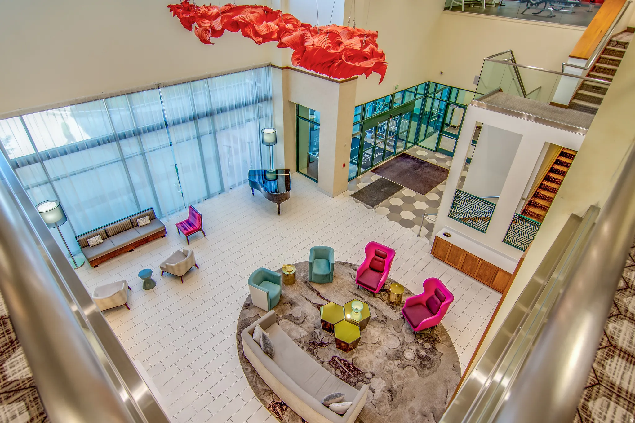 Interior space featuring a high ceiling