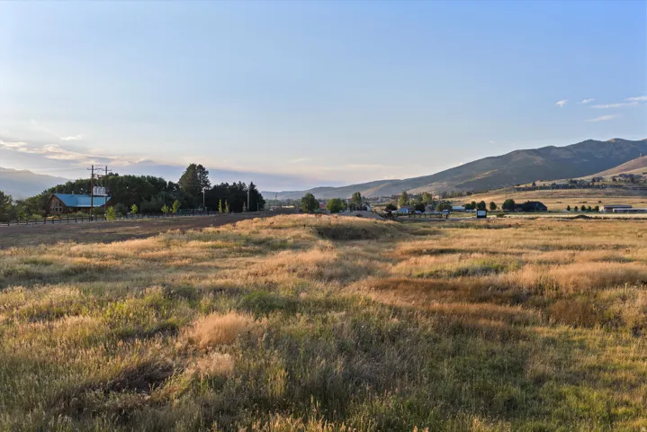 Expansive acreage featuring native grasses and rolling terrain, with mountain backdrop and established tree lines