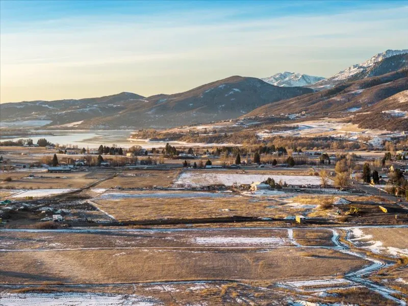 Mountain view featuring a large body of water