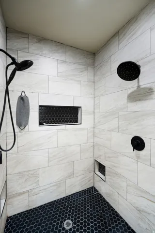 Bathroom with a tile shower