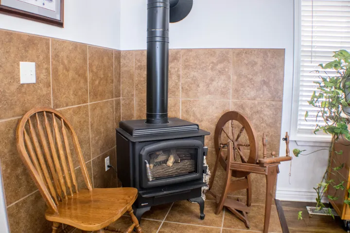 Detailed view of a wood stove