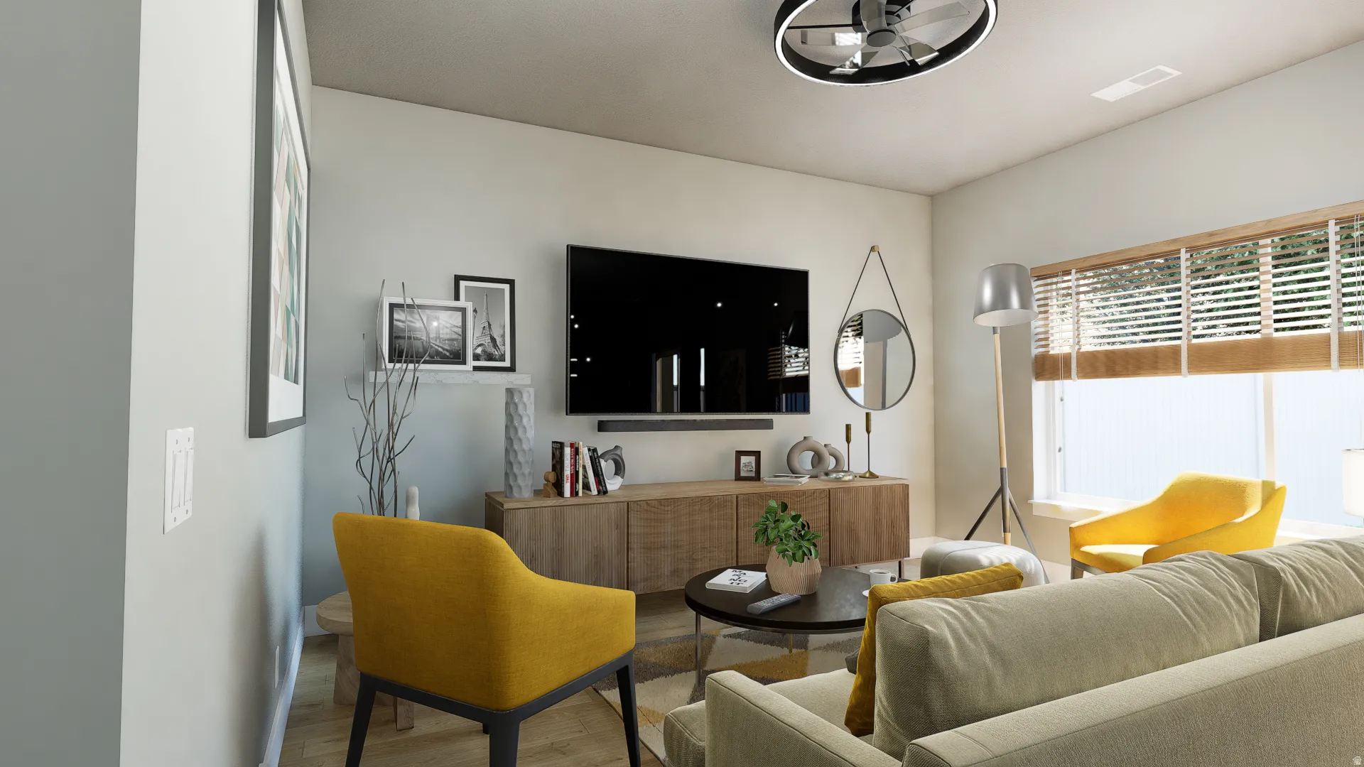 Living room with extra large windows