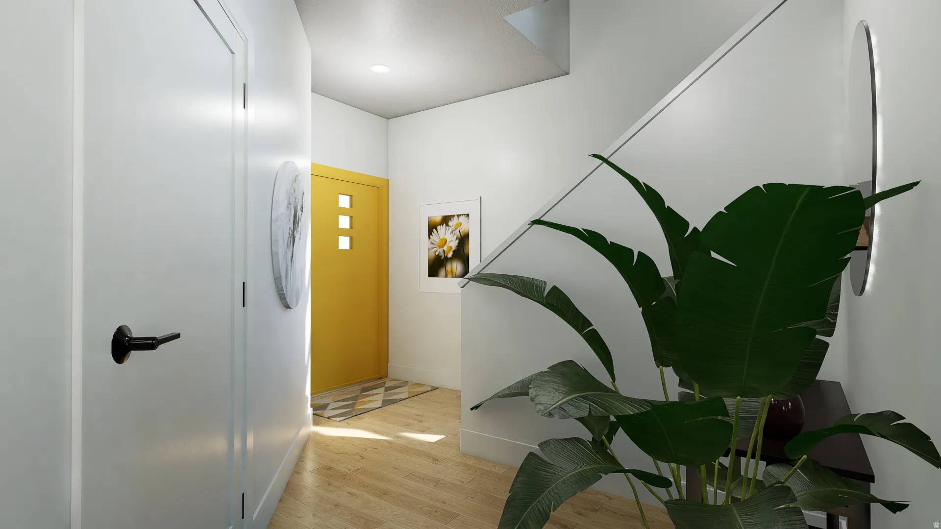 Foyer entrance featuring wood-style flooring