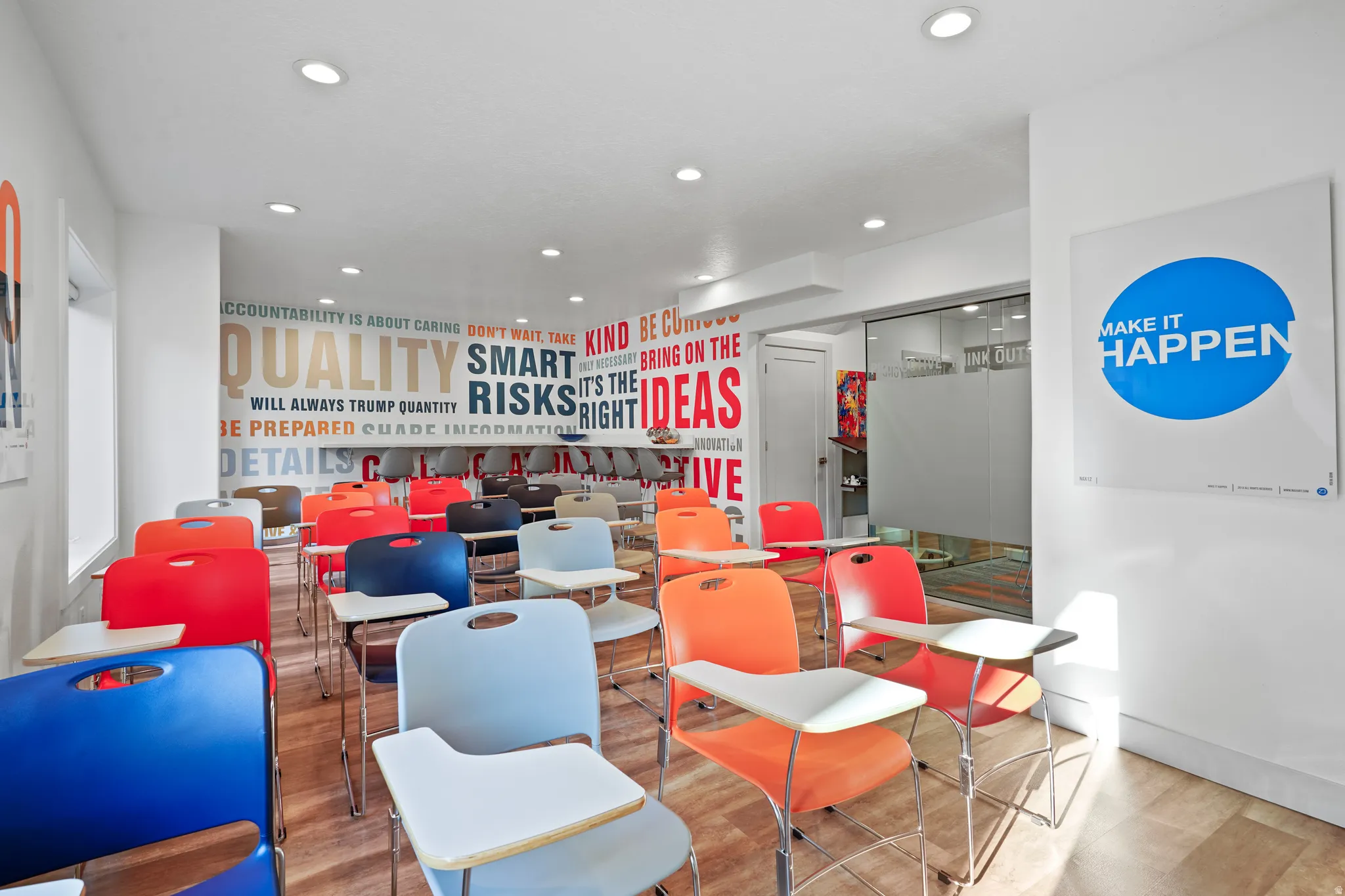 Dining area featuring recessed lighting