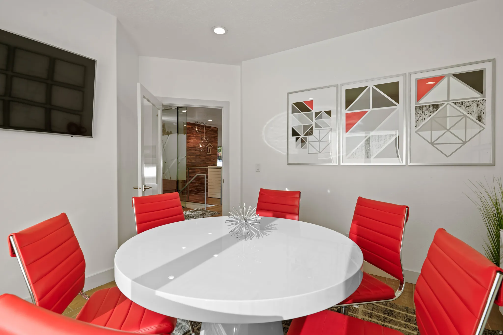 Dining space featuring baseboards and recessed lighting
