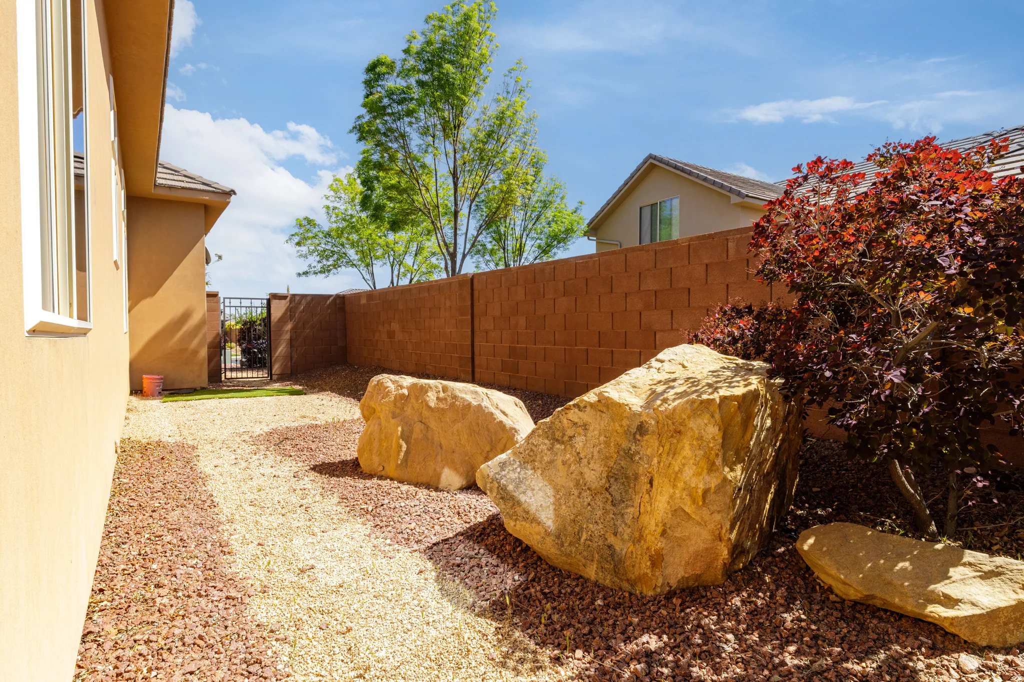 Fenced yard with a gate