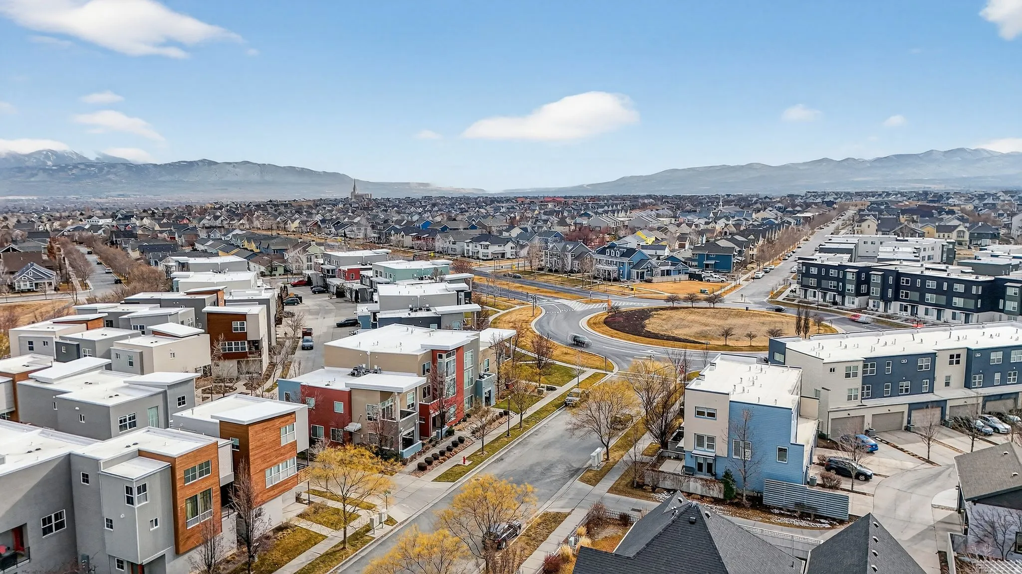 View of city with a mountain backdrop