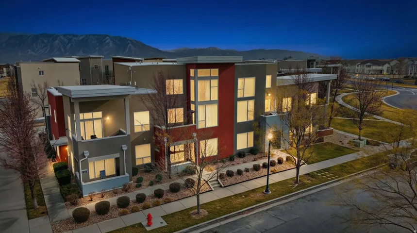 View of building exterior featuring a mountain view