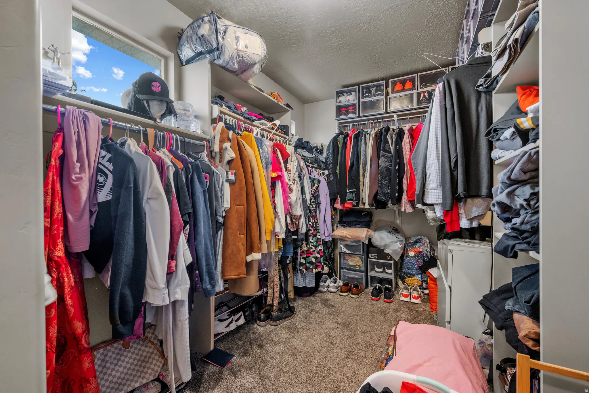 Walk in closet featuring carpet flooring