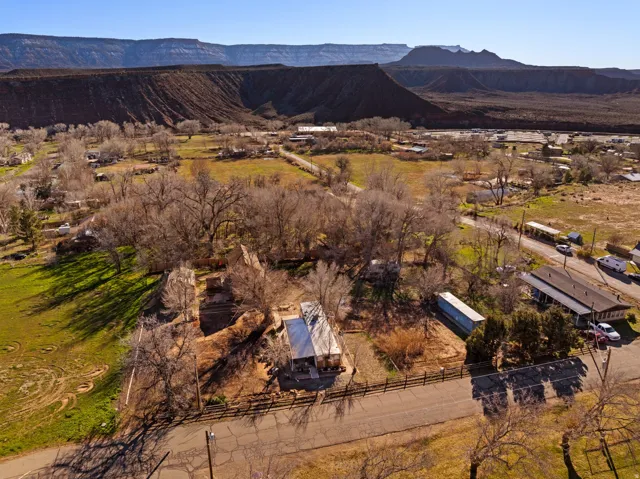 Drone / aerial view of a mountainous background