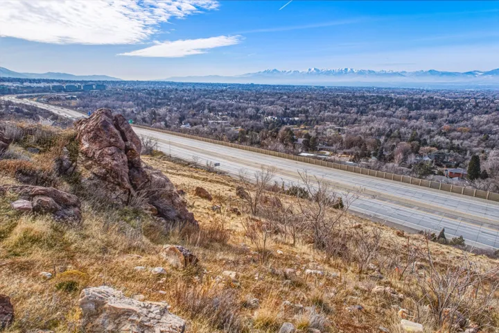 Drone / aerial view of a mountain backdrop