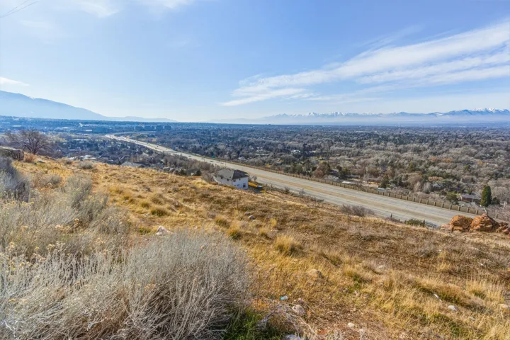Aerial view of a mountain backdrop