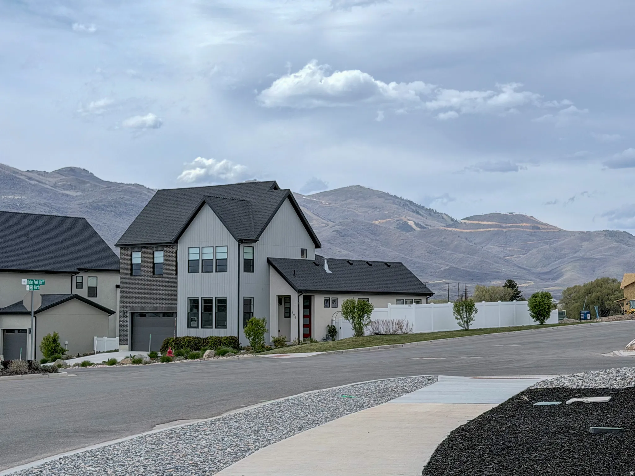 View of front facade with a mountain view