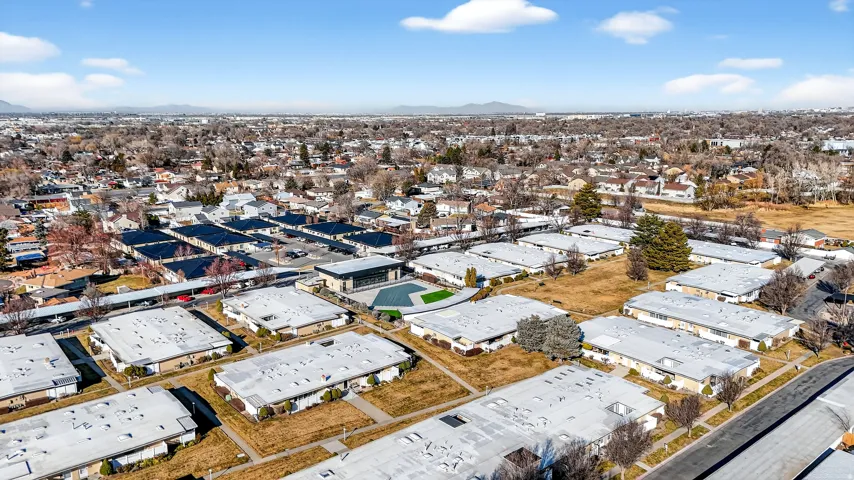 Aerial overview of property's location featuring mountains