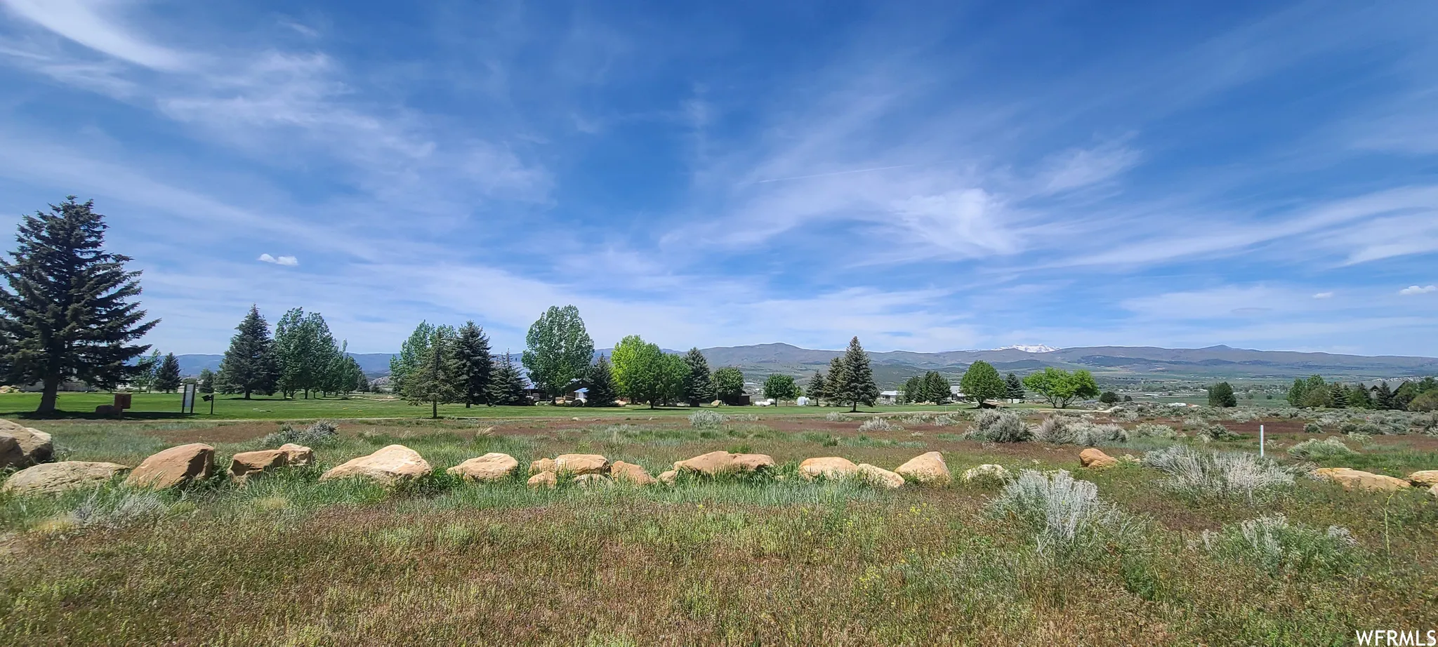 View of mountain background with rural landscape