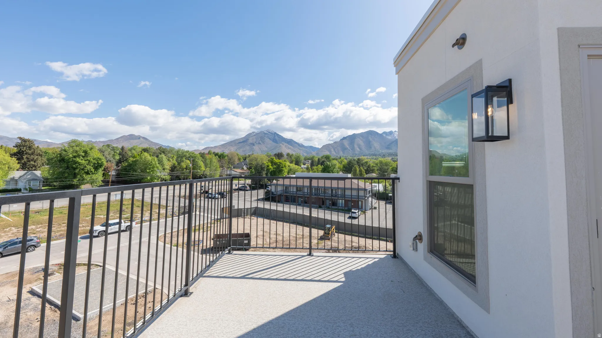 Balcony with a mountain view