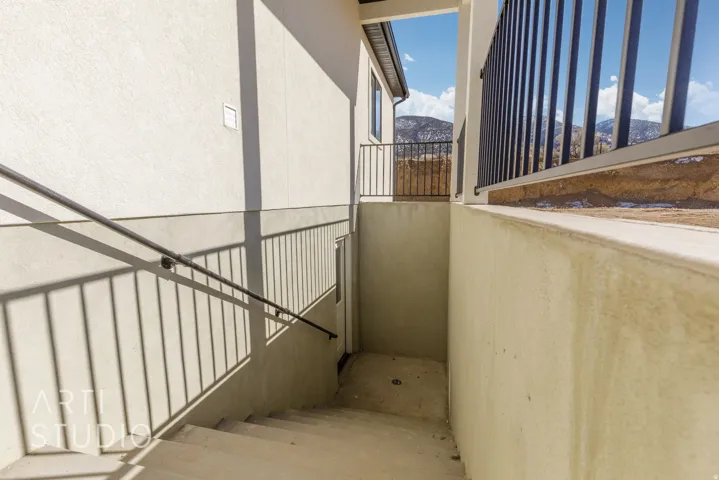 Stairs featuring a mountain view