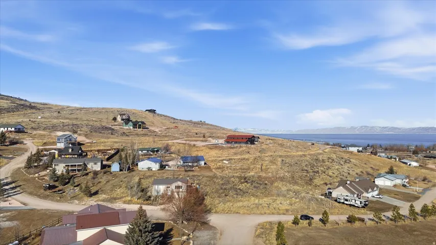 Drone / aerial view of a mountainous background