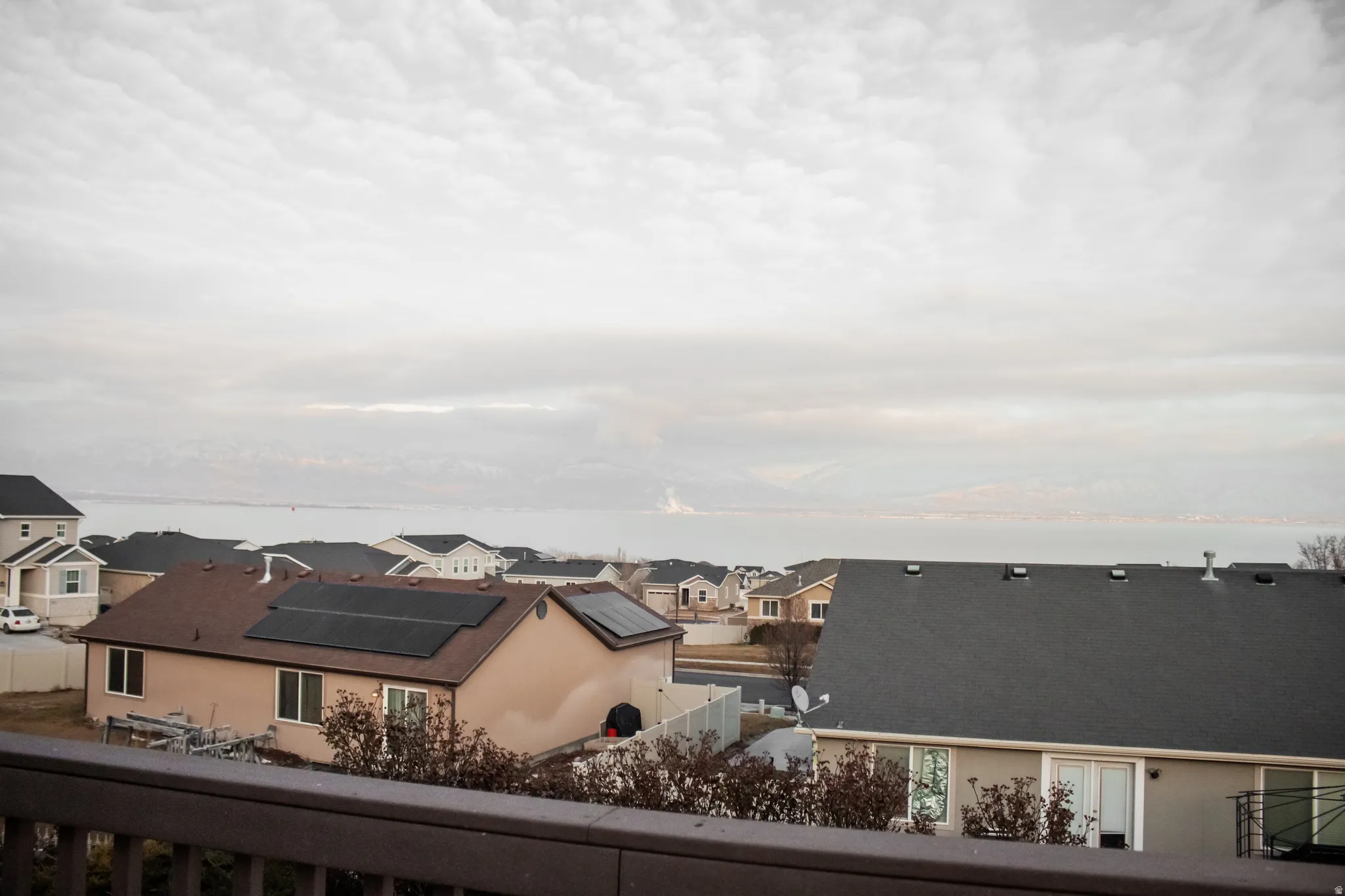 Lake view with nearby suburban area
