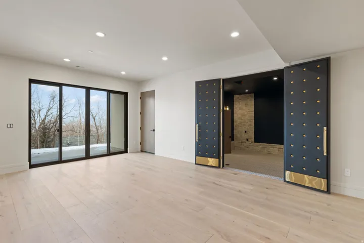 Spare room featuring light wood-type flooring and recessed lighting