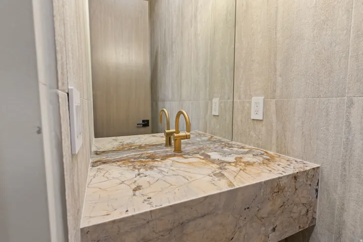 Bathroom featuring Patagonia floating sink