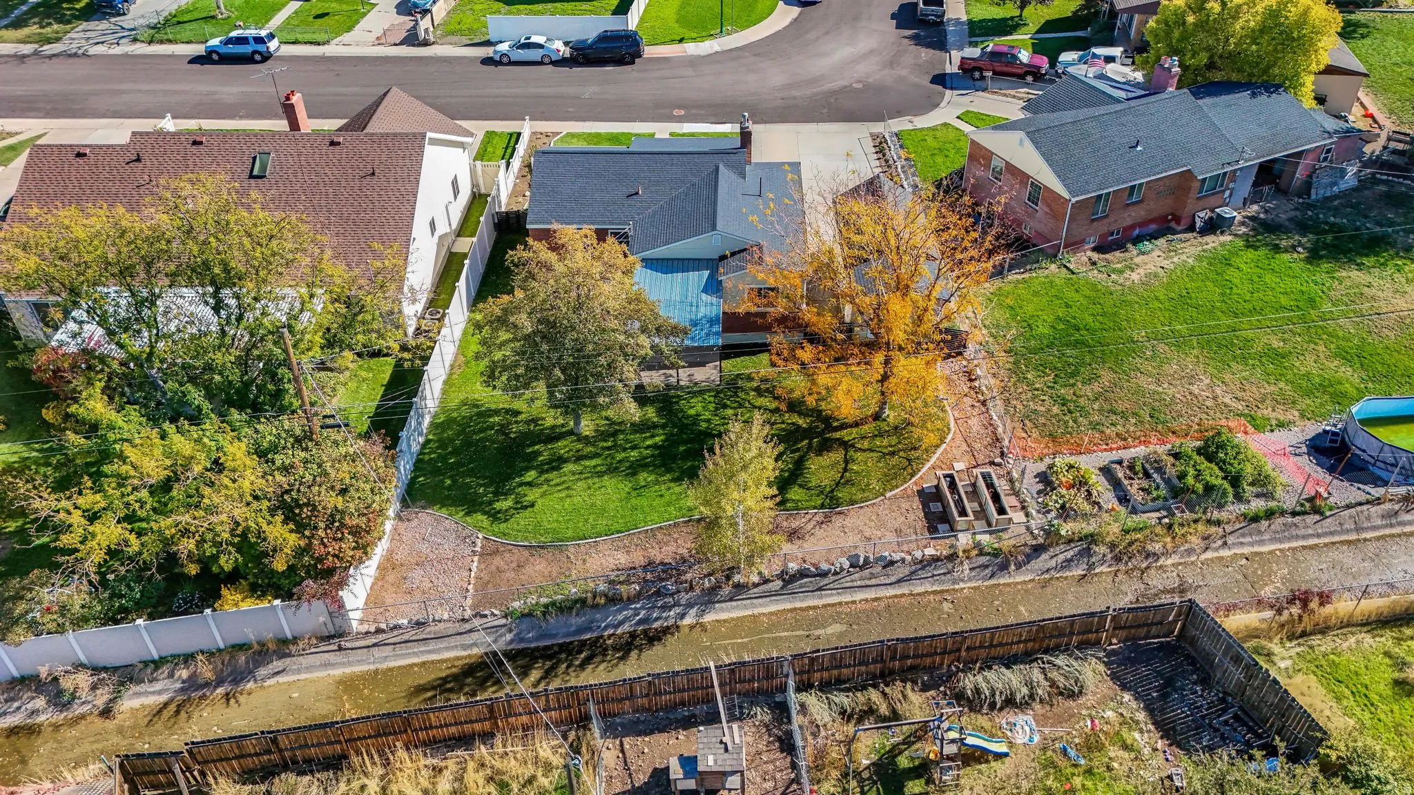 Aerial view of residential area
