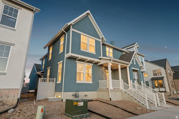 View of front of home with stucco siding