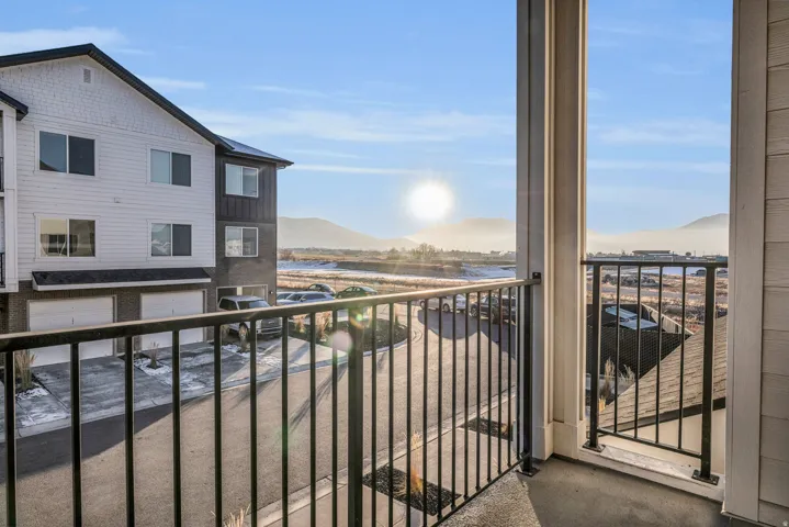 Balcony with a mountain view