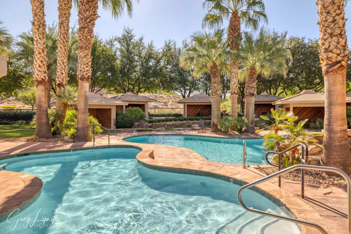 Community pool featuring a patio and a gazebo