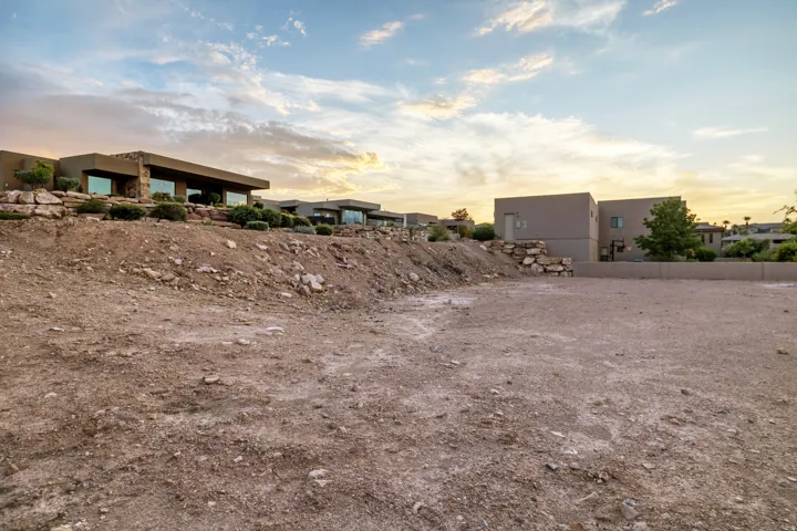 View of yard at dusk