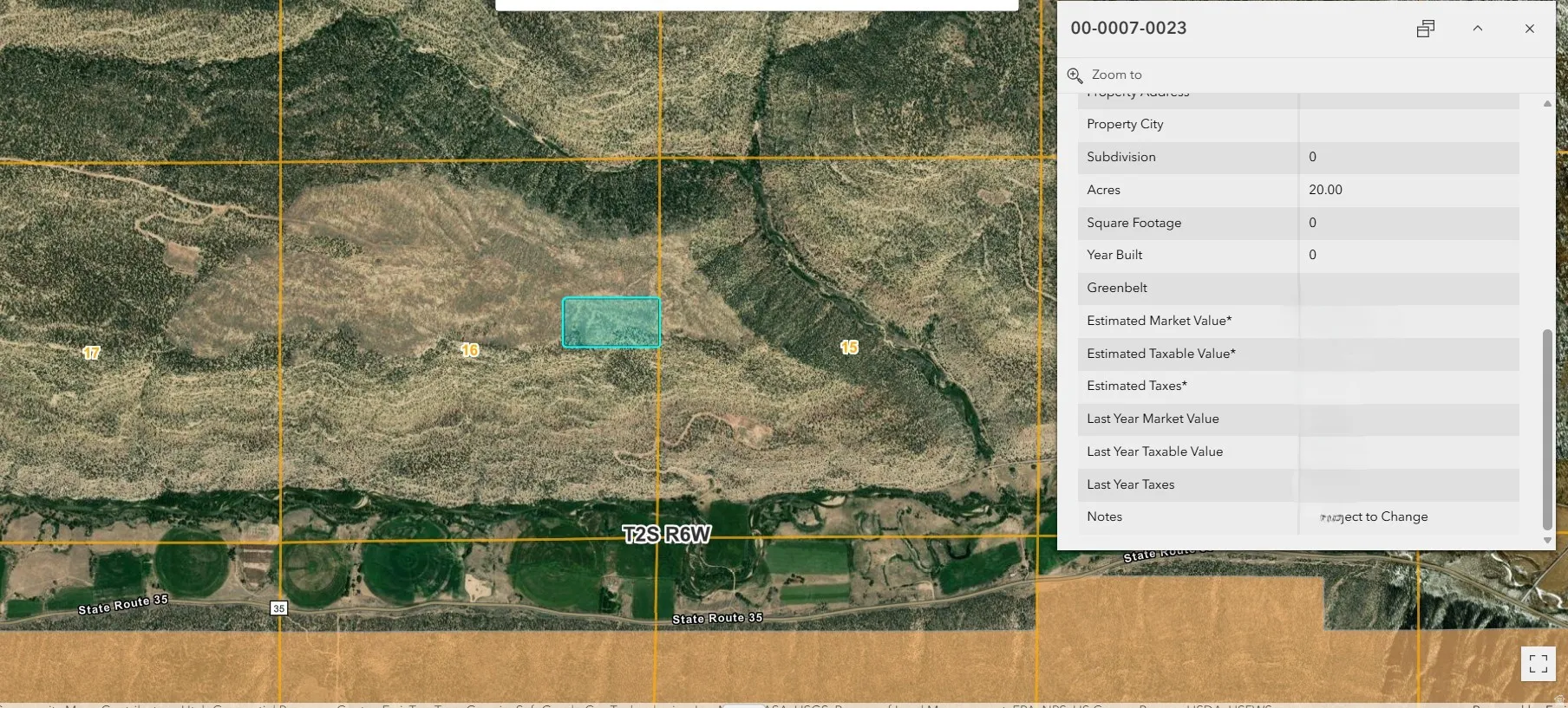 Map / location with property boundaries highlighted