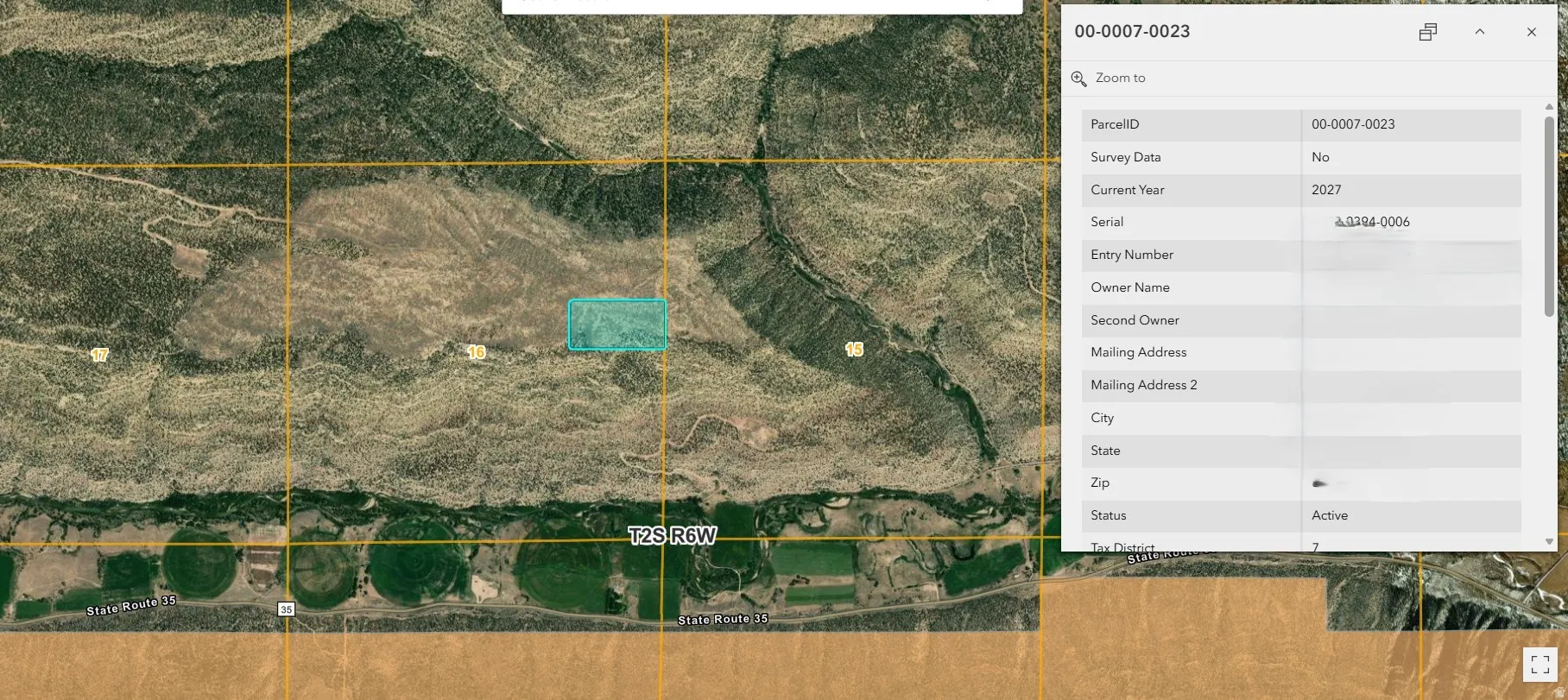 Map / location with property parcel outlined