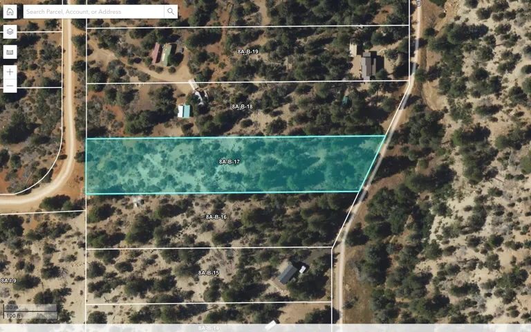 Aerial overview of property's approximate location featuring property boundaries highlighted