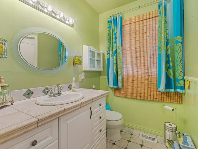 Bathroom featuring vanity and toilet