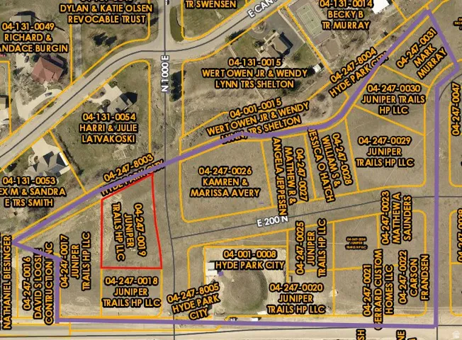 Map / location with property parcel outlined