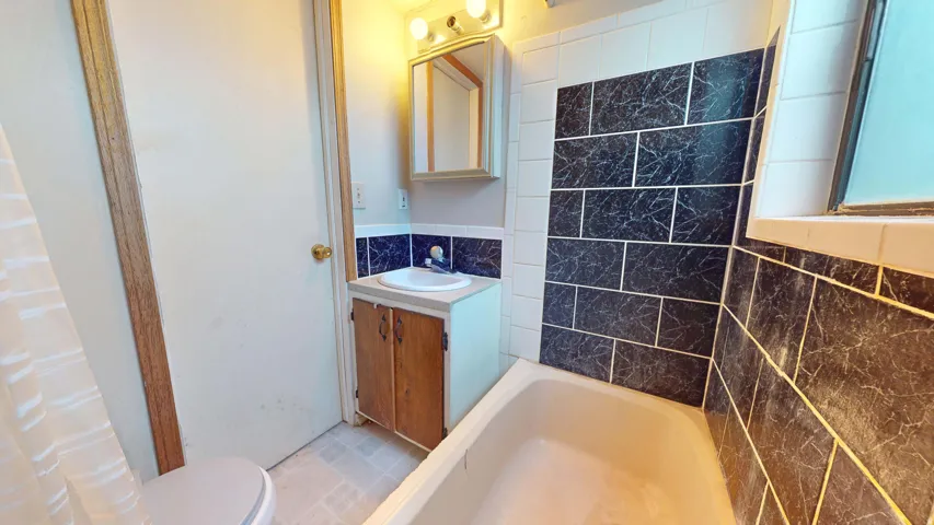 Full bath in the basement apartment.