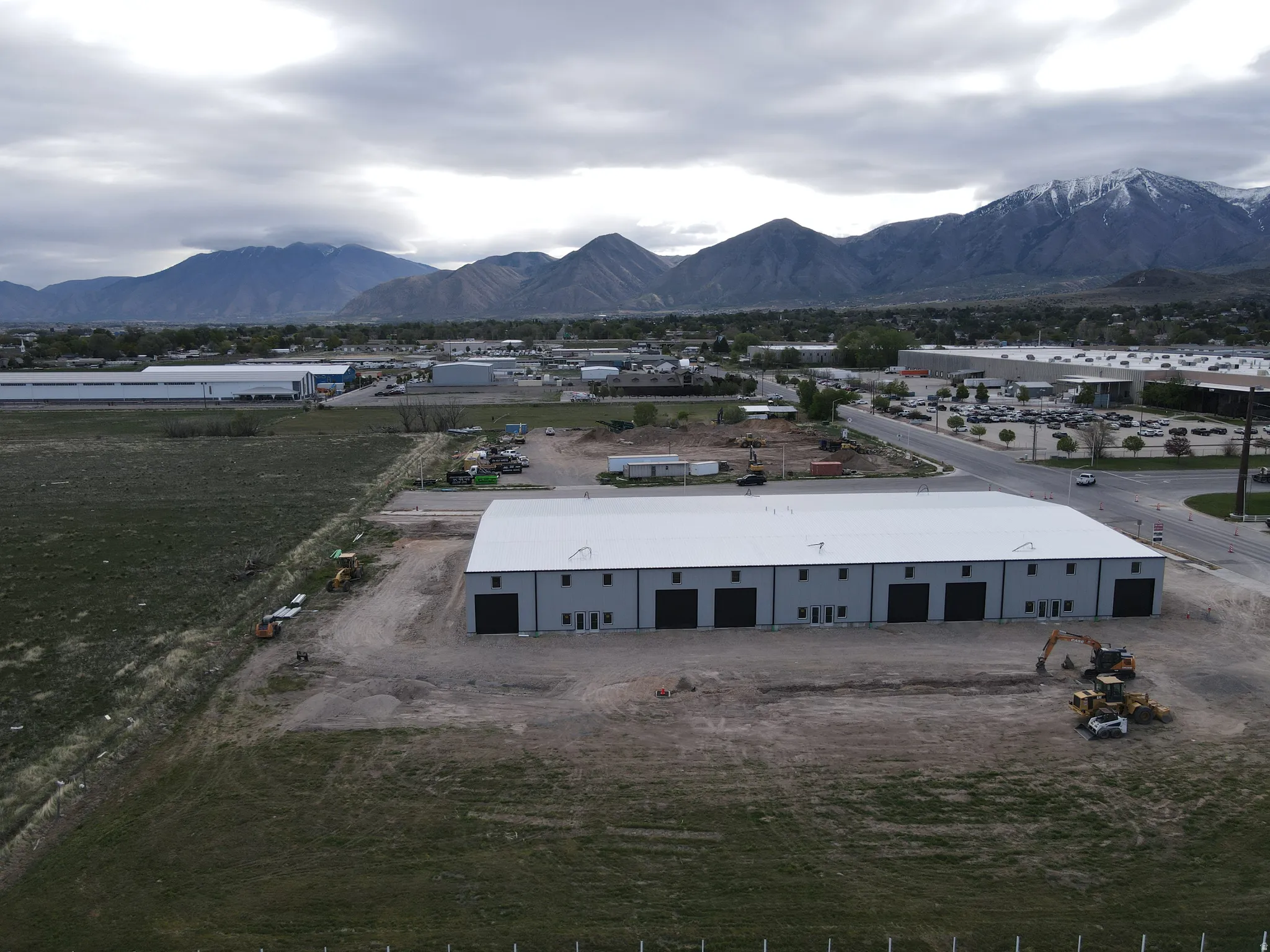 Aerial view of a mountainous background