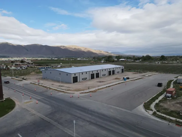 Aerial view of a mountain backdrop
