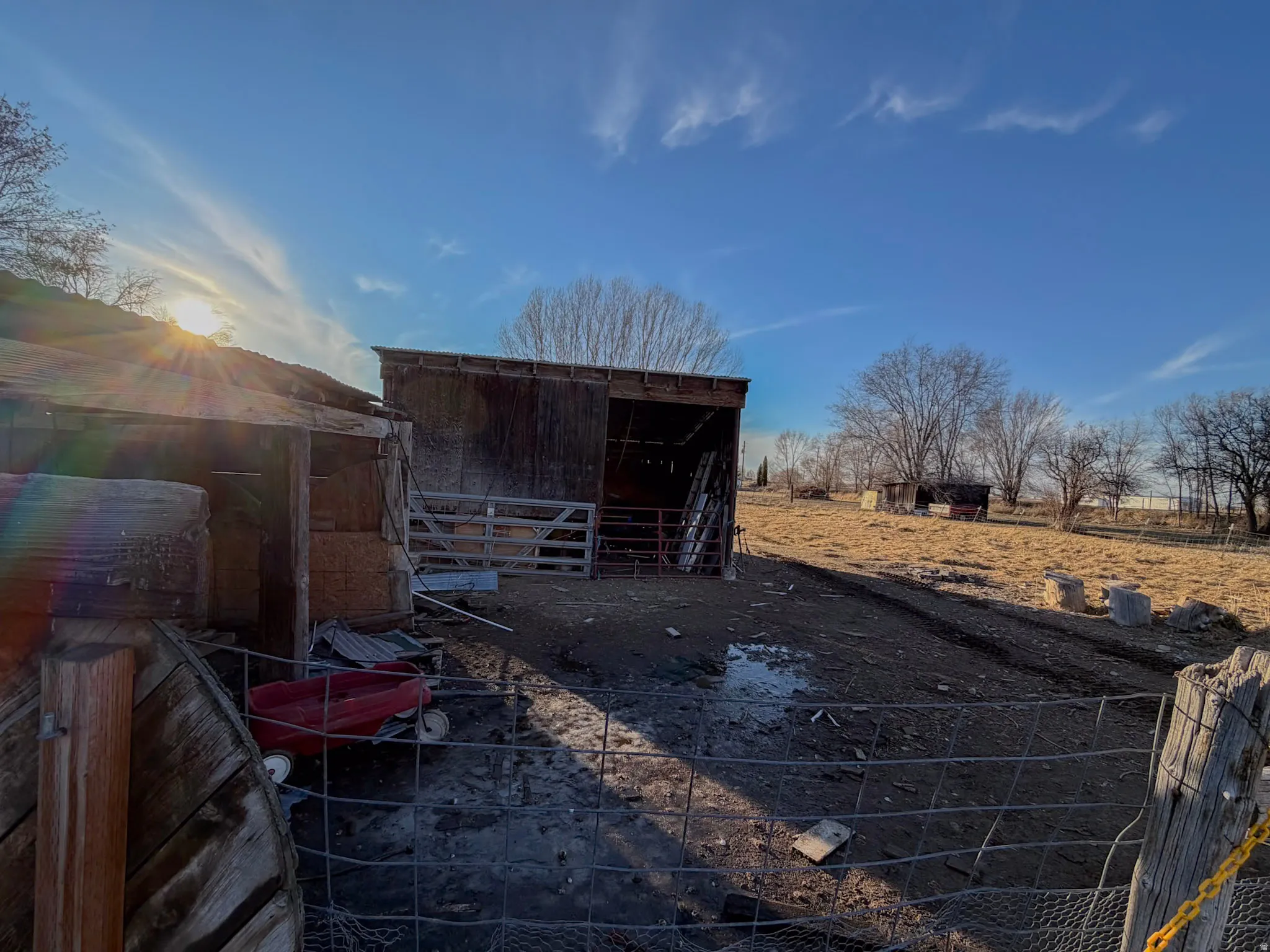 View of outdoor structure with an exterior structure and a view of countryside
