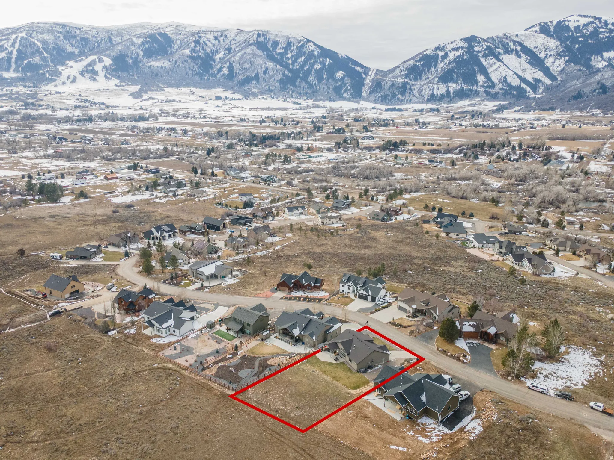View of property location with property boundaries highlighted and nearby suburban area