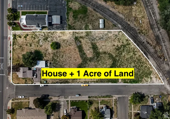 Aerial overview of property's location with property parcel outlined
