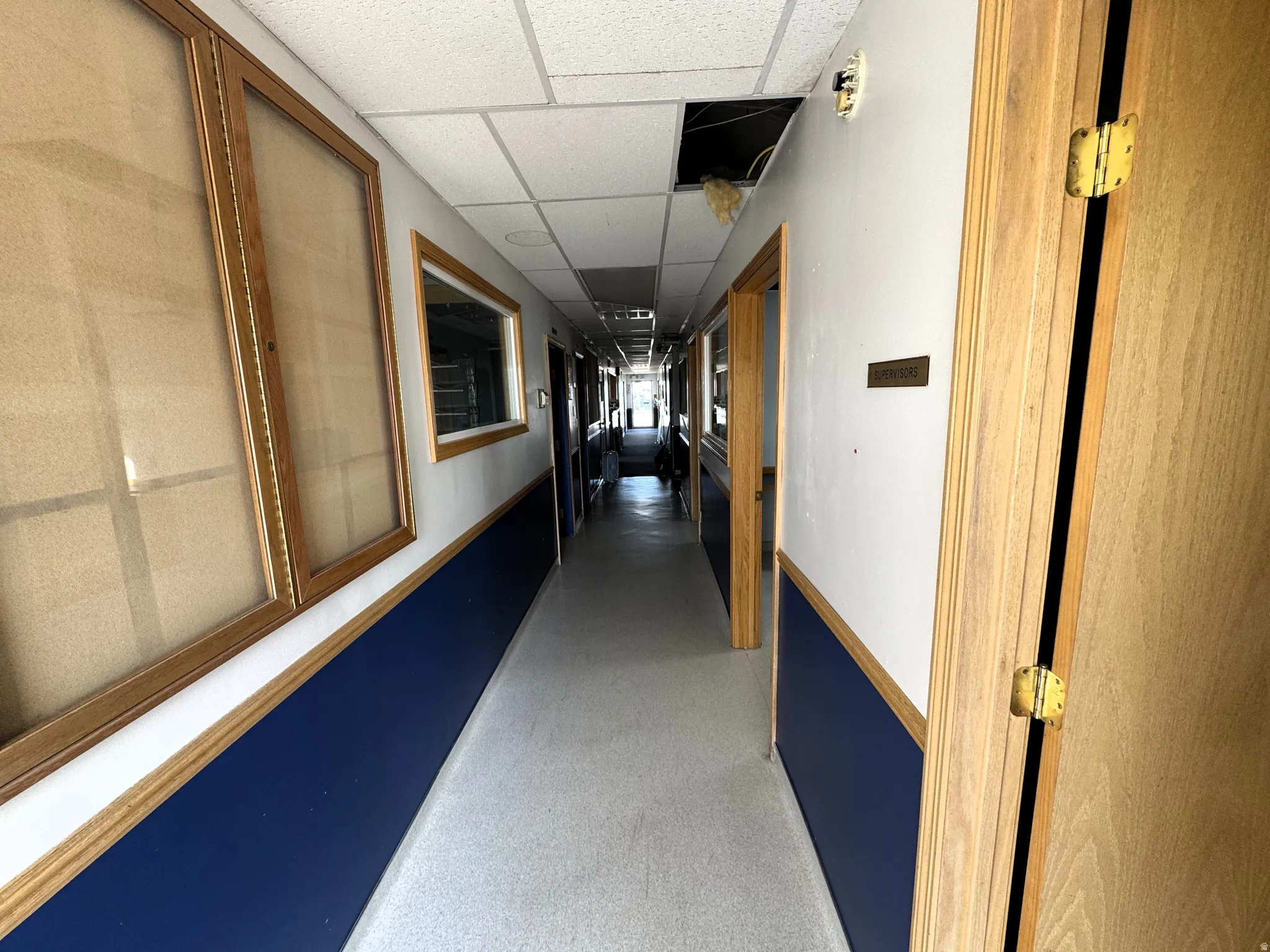 Corridor with a drop ceiling