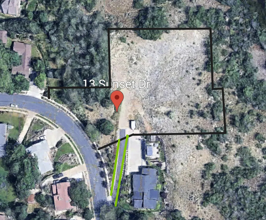 Large Lot on Farmington East Bench - the green lines mark the driveway that is already complete