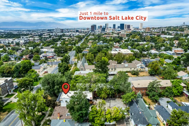 Bird's eye view showing proximity to Downtown Salt Lake City