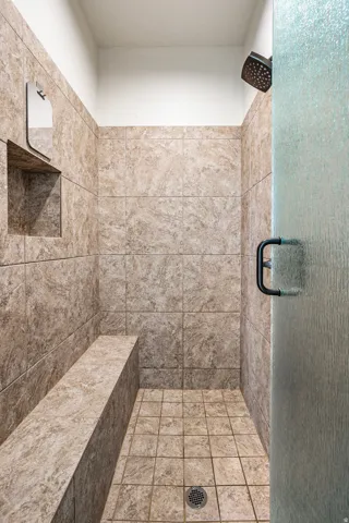 Bathroom featuring a stall shower