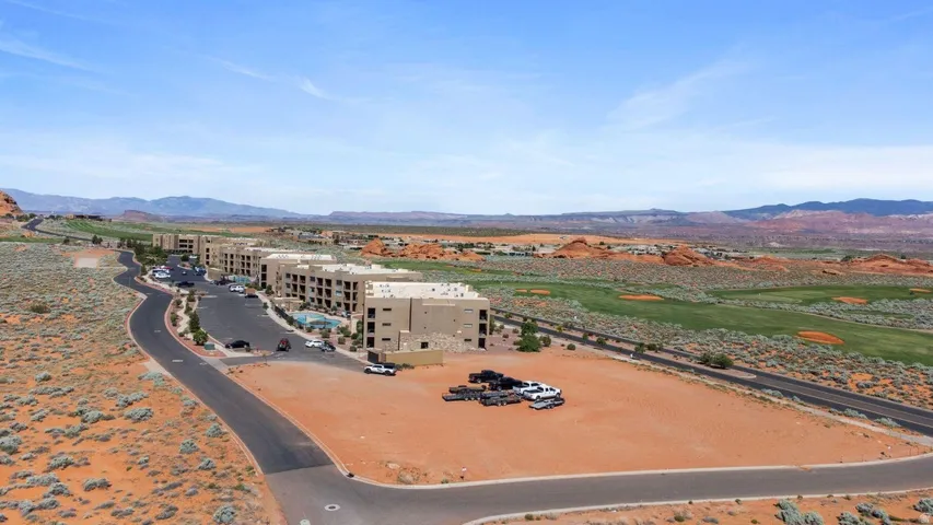 Drone / aerial view of a mountain backdrop