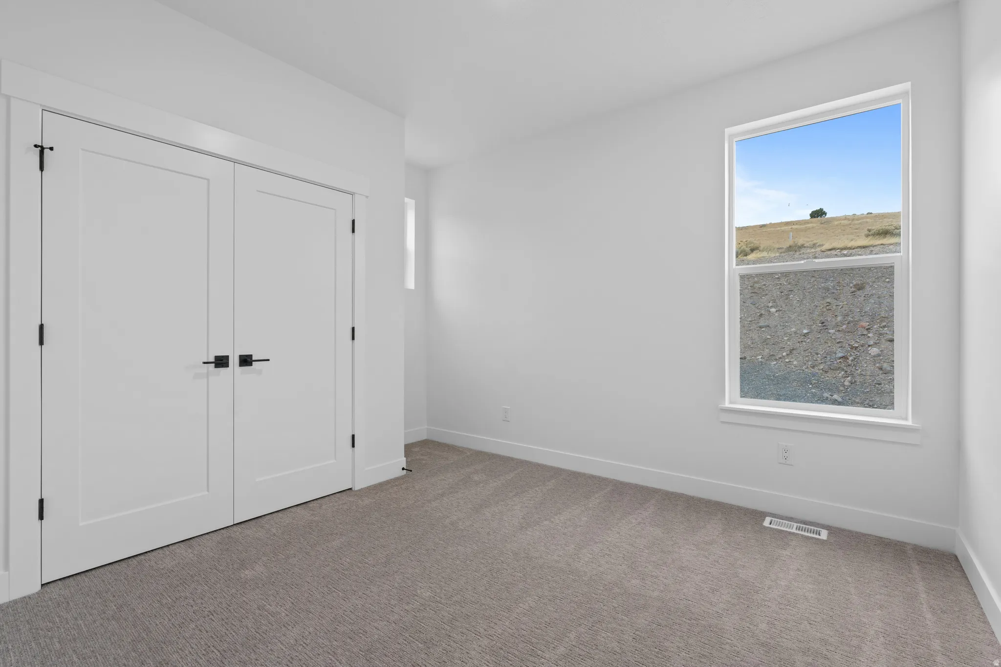 Unfurnished bedroom featuring carpet and a closet